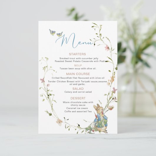 Elegante Wildblume Peter Rabbit baby sh Begleitkarte (Stehend Vorderseite)