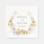 Elegante Wildblume Pink Bow Wedding Serviette (Vorderseite)