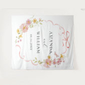 Elegante Wildblume Pink Bow Wedding Wandteppich (Vorderseite (Horizontal))