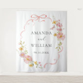 Elegante Wildblume Pink Bow Wedding Wandteppich (Vorderseite)