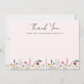 Elegante Wildblume Pink Future Frau Brautparty Dankeskarte (Vorderseite)