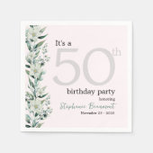 Elegante Wildblume Pink Überraschung 50. Geburtsta Serviette (Vorderseite)