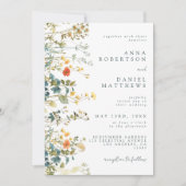 Elegante Wildblume QR Code Hochzeit Einladung (Vorderseite)