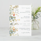 Elegante Wildblume QR Code Hochzeit Einladung (Stehend Vorderseite)