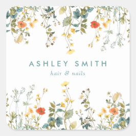 Elegante Wildblume Quadratischer Aufkleber
