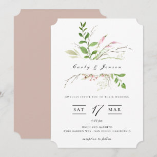 Elegante Wildblume Rahmen Hochzeit Einladung