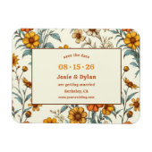 Elegante Wildblume Retro Save the Date Hochzeit Magnet (Horizontal)