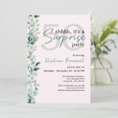 Elegante Wildblume Rosa Überraschung 50. Geburtsta Einladung (Stehend Vorderseite)