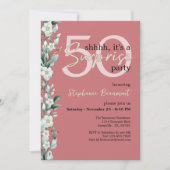 Elegante Wildblume Rote Überraschung 50. Geburtsta Einladung (Vorderseite)