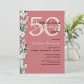 Elegante Wildblume Rote Überraschung 50. Geburtsta Einladung (Stehend Vorderseite)