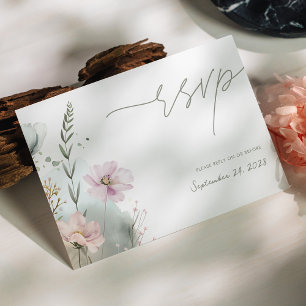 Elegante Wildblume RSVP-Karte Aquarellblume RSVP Karte