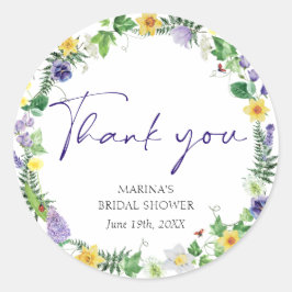 Elegante Wildblume Runder Aufkleber