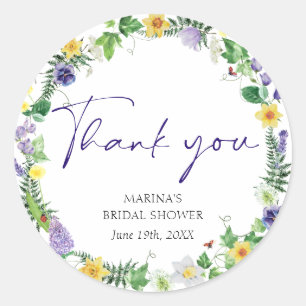 Elegante Wildblume Runder Aufkleber