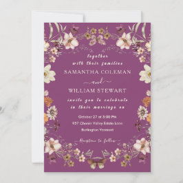 Elegante Wildblume Rustic Berry Lila Wedding Einladung