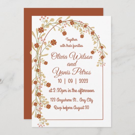 Elegante Wildblume Rustic Boho Brautparty Einladung (Vorne/Hinten)