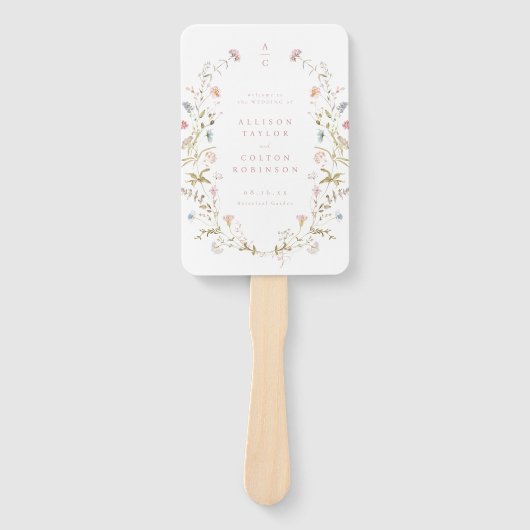 Elegante Wildblume Rustic Boho Hochzeitsprogramm Fächer (Vorderseite)