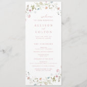 Elegante Wildblume Rustic Boho Hochzeitsprogramm Programm (Vorderseite)