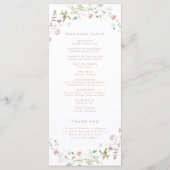 Elegante Wildblume Rustic Boho Hochzeitsprogramm Programm (Rückseite)