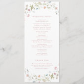 Elegante Wildblume Rustic Boho Hochzeitsprogramm Programm (Rückseite)