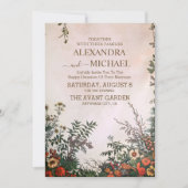 Elegante Wildblume Rustic Boho Wedding Einladung (Vorderseite)