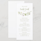 Elegante Wildblume Rustic Boho Wedding Guest Name Menükarte (Vorne/Hinten)