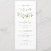 Elegante Wildblume Rustic Boho Wedding Guest Name Menükarte (Vorderseite)