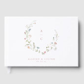 Elegante Wildblume Rustic Boho Wedding Monogram Gästebuch (Vorderseite)