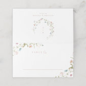 Elegante Wildblume Rustic Boho Wedding Monogram Platzkarte (Außenseite Aufgefaltet)