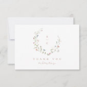 Elegante Wildblume Rustic Boho Wedding Monogramm Dankeskarte (Vorderseite)