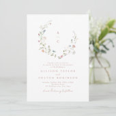 Elegante Wildblume Rustic Boho Wedding Monogramm Einladung (Stehend Vorderseite)