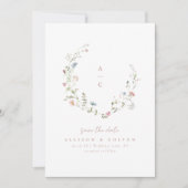 Elegante Wildblume Rustic Boho Wedding Monogramm Save The Date (Vorderseite)