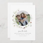 Elegante Wildblume Rustic Boho Wedding Monogramm Save The Date (Vorne/Hinten)