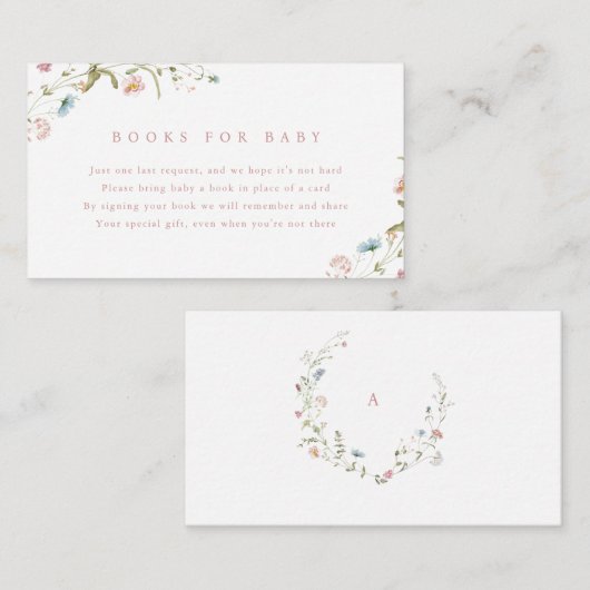 Elegante Wildblume Rustikale Bücher für Kinder Begleitkarte (Vorne/Hinten)