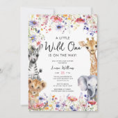 Elegante Wildblume Safari Foto Baby Girl Dusche Einladung (Vorderseite)
