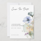 Elegante Wildblume Save the Date Karte | Aquarell (Vorderseite)