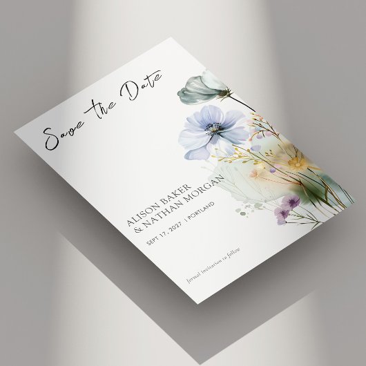 Elegante Wildblume Save the Date Karte | Aquarell