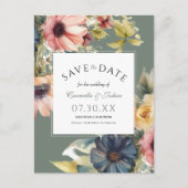 Elegante Wildblume Save the Date Postkarte (Vorderseite)