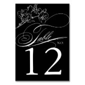 Elegante Wildblume Schwarz-Weiß-Hochzeit Tischnummer (Rückseite)