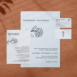 Elegante Wildblume Schwarz-Weiß-Hochzeiten Details Begleitkarte