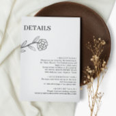 Elegante Wildblume Schwarz-Weiß-Hochzeiten Details Begleitkarte