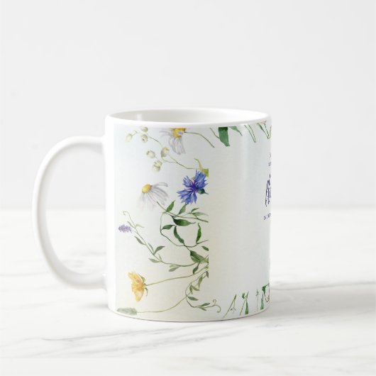 Elegante Wildblume Scripture Personalisiert Kaffeetasse (Links)