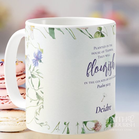 Elegante Wildblume Scripture Personalisiert Kaffeetasse