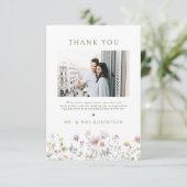 Elegante Wildblume Soft Pastel Botanische Hochzeit Dankeskarte (Stehend Vorderseite)