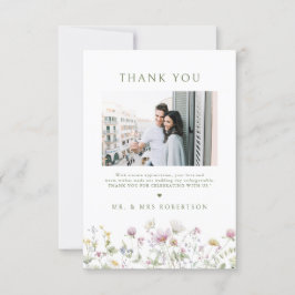 Elegante Wildblume Soft Pastel Botanische Hochzeit Dankeskarte