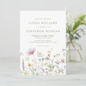 Elegante Wildblume Soft Pastel Botanische Hochzeit Einladung (Stehend Vorderseite)
