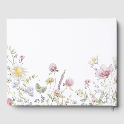 Elegante Wildblume Soft Pastel Botanische Hochzeit Gästebuch (Rückseite)