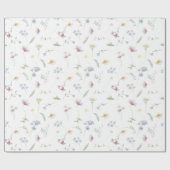 Elegante Wildblume Soft Pastel Botanische Hochzeit Geschenkpapier (Flach)