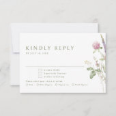 Elegante Wildblume Soft Pastel Botanische Hochzeit RSVP Karte (Vorderseite)