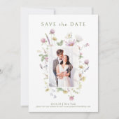 Elegante Wildblume Soft Pastel Botanische Hochzeit Save The Date (Vorderseite)