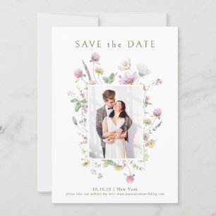 Elegante Wildblume Soft Pastel Botanische Hochzeit Save The Date